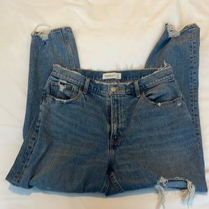 Abercrombie high rise mom jeans with holes